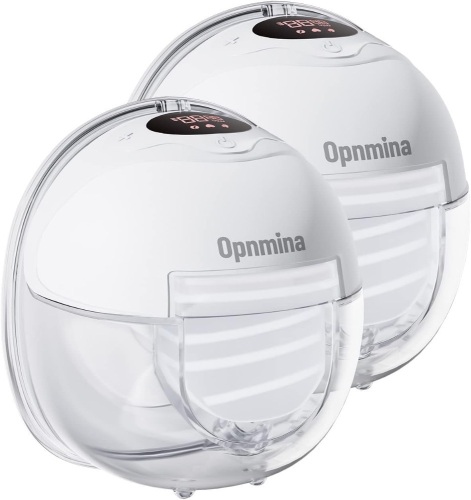 Opnmina Wearable Hands-Free Breast Pump, Double Electric Breast Pumps, Breastfeeding for Mom Wireless & Portable,with Precision LCD Display – 2 Pack White - Lot 3325