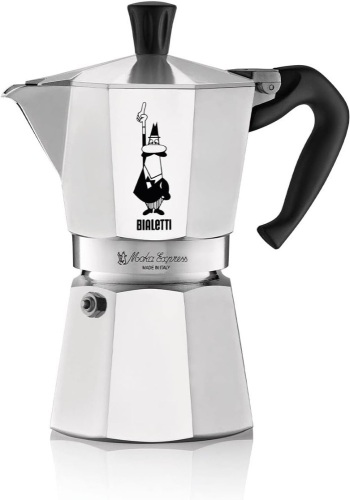 Bialetti - Moka Espress: Iconic Stovetop Espresso Maker, Makes Real Italian Coffee, Moka Pot 6 Cups (6 Oz), Aluminium, Silver - Lot 3588