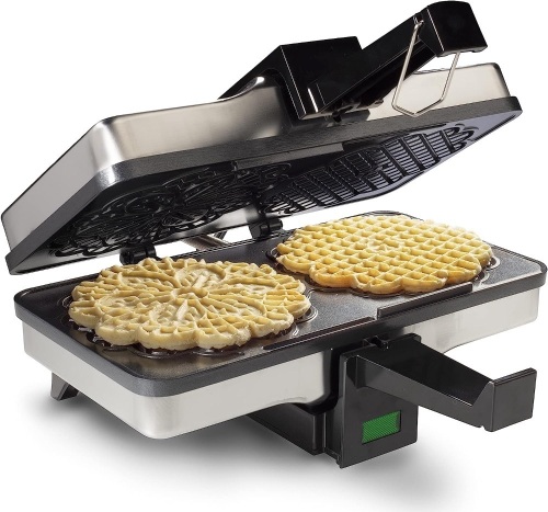Pizzelle Maker - Non-stick Electric Pizzelle Baker Press Makes Two 5-Inch Cookies at Once- Recipe Guide Included- Holiday Party Dessert Treat Making Made Easy- Unique Birthday or Any Occasion Gift - Lot 3532
