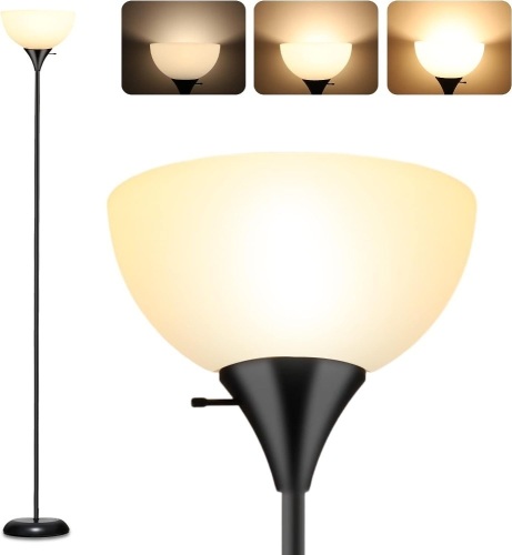 Standing Lamp, Floor Lamp, Led Floor Lamp with 3 Levels Dimmable Brightness, Drop-Resistant White Lampshade, Rotary Switch, Industrial Metal Floor Lamp for Living Room Bedroom Study Office Kid’s Room  - Lot 3533