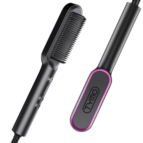 Hair Straightener Brush, TYMO Ring Hair Straightener Comb Straightening Brush for Women with 5 Temps 20s Fast Heating & Dual Voltage - Lot 3549