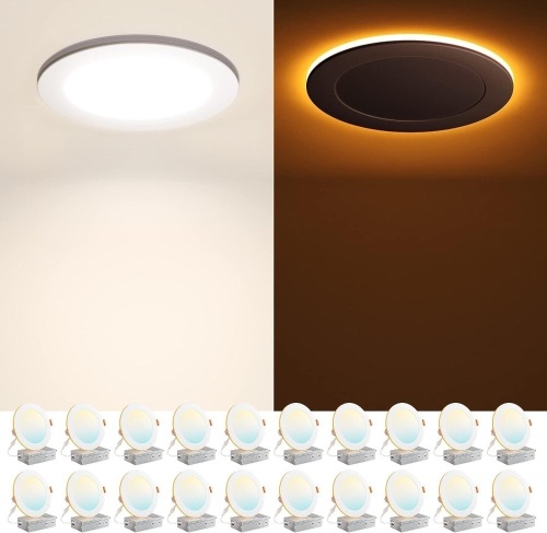 Amico 20 Pack 6 Inch 5CCT LED Recessed Ceiling Light with Night Light,  - Lot 3553