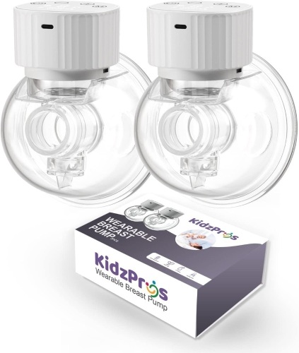 KidzPros Double Wearable Breast Pump, Hands Free Breast Pump, Portable Electric Breast Pump, 3 Modes & 9 Levels, LCD Touch Screen Display, Wearable Milk Extractor, BPA Free Breastfeeding (2pcs) - Lot 3456