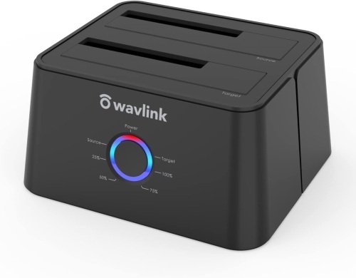 WAVLINK USB 3.0 and USB C to SATA Dual-Bay External Hard Drive Docking Station for 2.5/3.5 Inch HDD/SSD with UASP (6Gbps), Support Offline Clone/Duplicator - Lot 3490