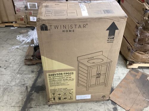 Twin Star Home 24" Single Bathroom Vanity with Plank Sides - Cracked Top  - Lot 107