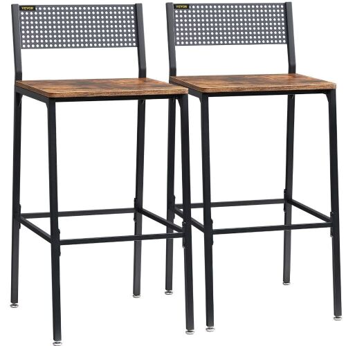 VEVOR Rustic Counter Height Square Bar Chairs with Backrest 29", Set of 2  - Lot 216