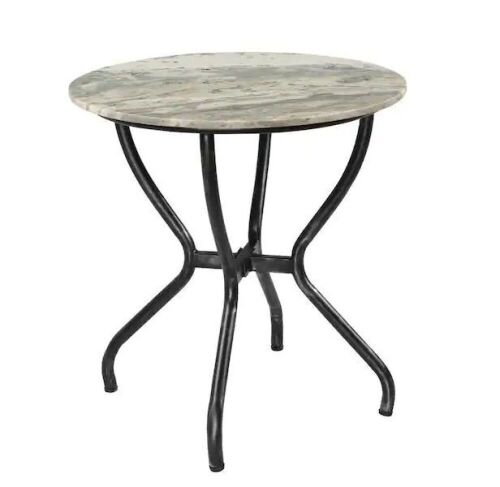 Madeline Antique Silver Rub Marble Accent Table - Lot 224
