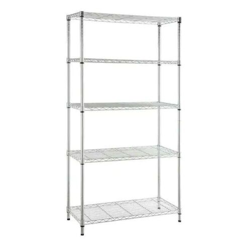 HDX 5-Tier Steel Wire Shelving Unit in Chrome 36 in. W x 72 in. H x 16 in. D - Lot 248
