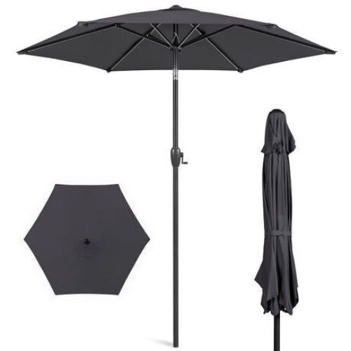 Outdoor Market Patio Umbrella w/ Push Button Tilt, Crank Lift - 7.5ft  - Lot 298