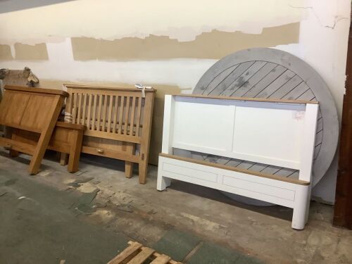 Lot of (4) Bed Frames, No Rails or Slats, 2 Queen, 2 Full & (1) Round Table Top - Lot 111