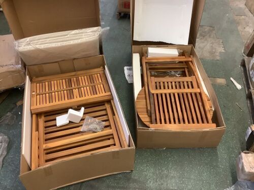 3-Piece Acacia Wood Bistro Set w/ Folding Table, 2 Chairs & Acacia Wood Chaise Lounge - Both Need Minor Repairs  - Lot 651