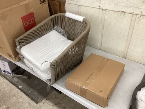 Set of 2 Indoor Outdoor Woven Wicker Patio Dining Chairs, 250lb Capacity  - Lot 182