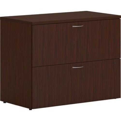 HON Mod 2-Drawer Lateral File Cabinet, Locking, Letter/Legal, Traditional Mahogany, 36" x 20" x 29"  - Lot 84