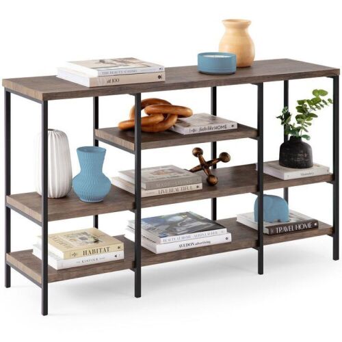 4-Tier Industrial Console Table w/ Tall Shelf Space - 55in  - Lot 158