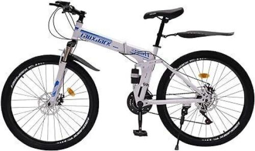 26" Full Suspension Folding Mountain Bike, 21 Speed, Dual Disc Brake Non-Slip Damping - Seat Has Hole  - Lot 57