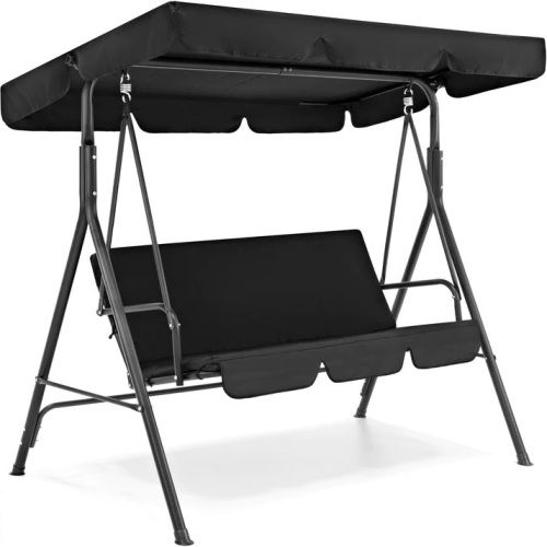 2-Person Outdoor Canopy Swing Glider Furniture w/ Cushions, Steel Frame 67.5"(L) x 41"(W) x 60.5"(H) - Lot 186