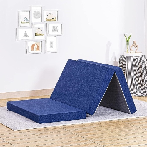 JINGWEI Trifold Mattress 3 Inch Twin XL Size Folding Mattress, Blue 38"L x 78"W x 3"Th - Lot 168