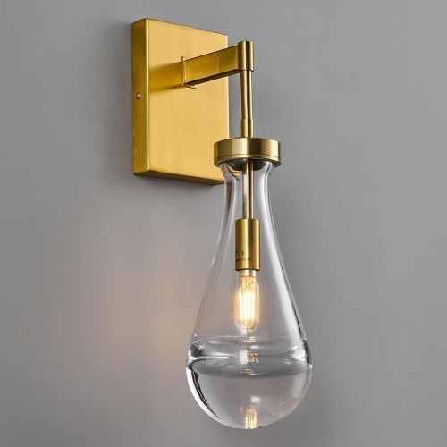 LIANGMH Raindrop Wall Sconces Gold Sconces Wall Decor Modern Brass Wall Lighting Glass Bathroom Sconces Indoor Vanity Light Wall Lamp for Bedroom Living Room Stair (1 Pack) - Lot 265