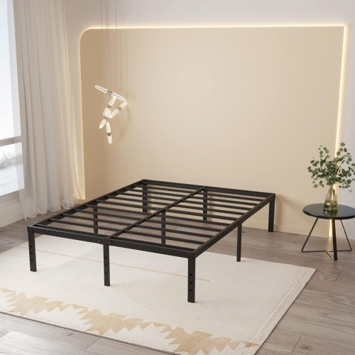 Maenizi 16 Inch King Bed Frame No Box Spring Needed, Heavy Duty King Platform Bed Frame Support Up to 3000 lbs, Easy Assembly, Noise Free, Black - Lot 272