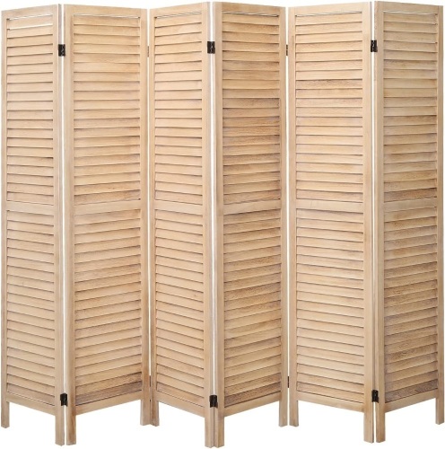 6 Panel Room Dividers,6FT Wood Room Divider and Partition Room Divider Folding Privacy Screens, Double Hinged Bedroom Studio Apartment Home Bathrooms Restaurants,Cream Color - Lot 274