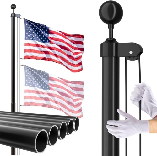 FFILY Flag Pole for Outside In Ground - 25 FT Heavy Duty Flagpole Kit for Yard - Extra Thick Outdoor Flag Poles  - Lot 368