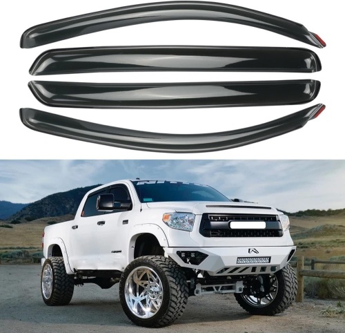 AOKAILI Side Window Visor Deflector Rain Guard Fit 2007-2021 Toyota Tundra CrewMax - Lot 372
