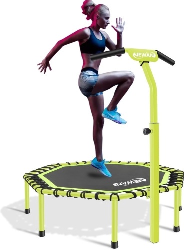 Newan 48" Fitness Trampoline with Adjustable Handle Bar, Silent Trampoline Bungee Rebounder Jumping Cardio Trainer Workout for Adults - Max Limit 330 lbs - Lot 363