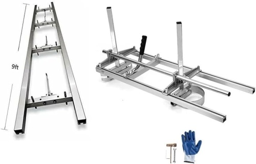hainsaw Mill, Portable 14Inch to 36Inch Guide Bar Chainsaw Milling Planking Milling Wood Lumber Cutting Sawmill, with 9Ft Rail Mill Guide System - Lot 26