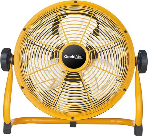 Geek Aire Rechargeable Outdoor High Velocity Floor Fan, 10" Portable 6000mAh Battery Operated Fan with Metal Blade, 360°Vertical Tilt, 24 h Run Time Cordless Fan for Camping Travel Tent Hurricane Home - Lot 254