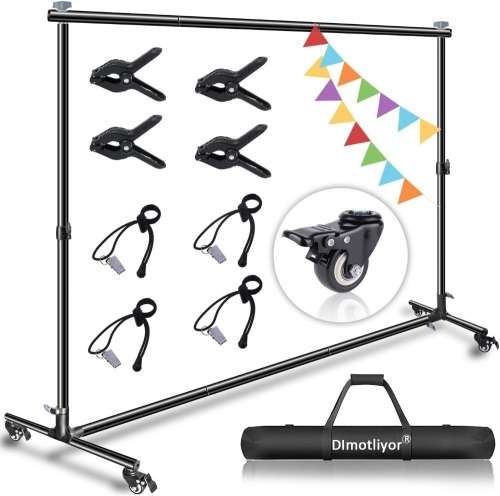 10 * 7ft Backdrop Stand, with Wheels, Adjustable Heavy-Duty Backdrop Stand, Banner Background Stand, Backdrop Support System for Parties Photo Photography - Lot 450