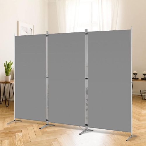 RANTILA 3 Panel Room Divider, 6 Ft Tall Folding Privacy Screen Freestanding Room Partition Wall Dividers, 102''W x 20''D x 71''H, Grey - Lot 451