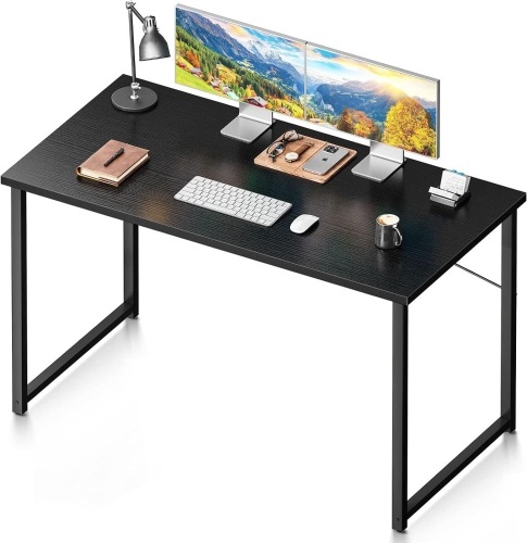 Coleshome 48 Inch Computer Desk, Modern Simple Style Desk for Home Office, Study Student Writing Desk, Black - Lot 549