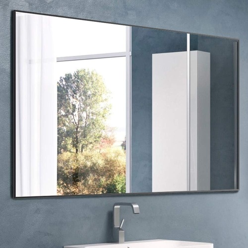 Nitin Large Modern Wall Mirror, 36" x 24" Rectangle Wall Mounted Mirror Hangs Horizontal or Vertical for Bedroom Bathroom - Lot 103