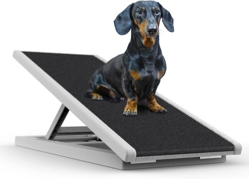 Gliard Dog Stairs, Dog Ramps Pet Stairs - Folding Ramp Height Adjustable for High Beds, Sofa, Car Supports up to 120 lbs 31.5 x 13.8 x 2.7 inches - Lot 112