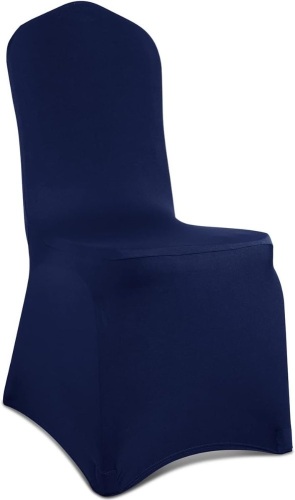 Babenest Spandex Chair Covers, 25PCS Upgraded Stretch Washable Fitted Banquet Chair Slipcovers, Universal Elastic Dining Room Chair Protector for Wedding Party Holiday Celebration (Navy Blue) - Lot 118