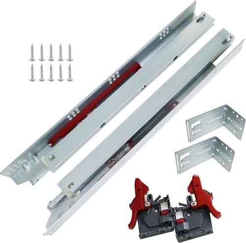 BHTOP 24 inch 6 Pairs Undermount Drawer Slides, Full Extension Soft Close Concealed Drawer Runners, Mounting Screws and Brackets SGCC Material with 1.81.51.0mm Thickness - Lot 121