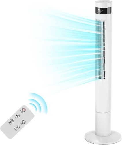 Antarctic Star Tower Fan Portable Electric Oscillating Fan Quiet Cooling Remote Control Standing Bladeless Floor Fans 3 Speeds Wind Modes Timer Bedroom Office (43 inch, White) - Lot 229