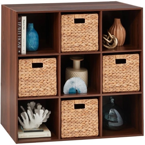 9-Cube Bookshelf Storage Display w/ 3 Removable Panels, Customizable Design  - Lot 1312
