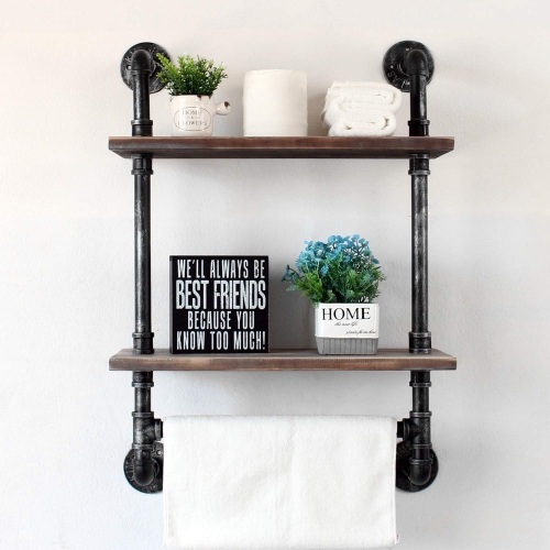 Industrial Pipe Shelf Bathroom Shelves Wall Mounted - Lot 3736