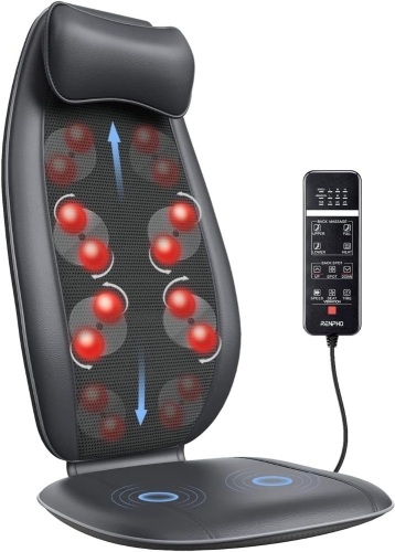 RENPHO Back Massager, S-Shaped Shiatsu Massage Seat Cushion with Vibration, Heat, Deep Kneading Rolling, Massage Chair Pad for Shoulder, Waist,Hips,Muscle Pain Relief - Lot 3738
