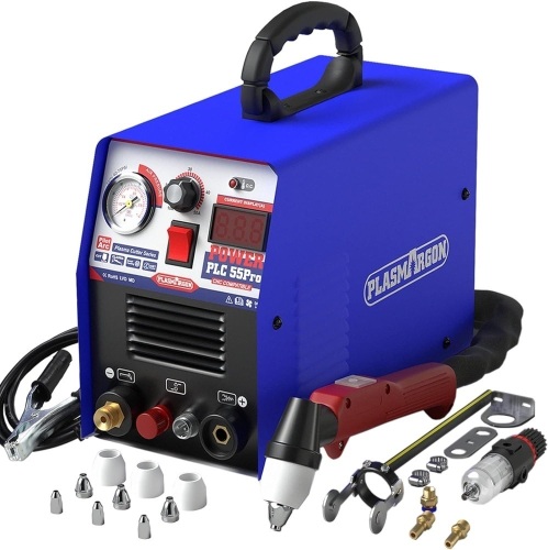 Plasma Cutter Pilot Arc 55A Non-touch Plasma Cutter machine PLC55P Dual Voltage 110V / 220V Upgrade DC Inverter IGBT Plasma Cuttering Equipment Digital Display 1/2 Inch Clean Cut - Lot 3752