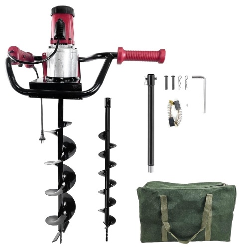 HIGOSPRO 6-Inch & 4-Inch Auger Bit Earth Auger,1500W Electric Post-Hole Digger, Earth Auger Digging Drill, Ideal for Post Hole Digging, Drilling, Tree Planting - Lot 3763