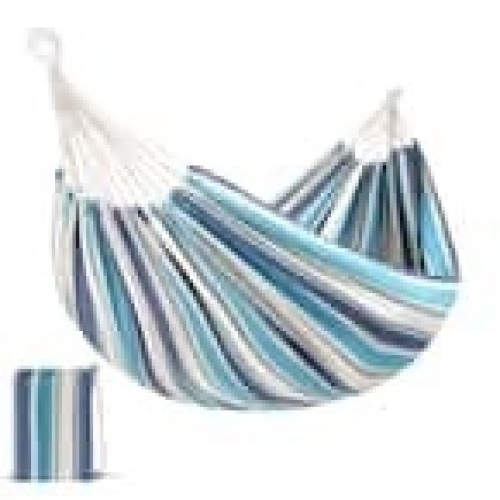 8.2 ft. Portable Brazilian-Style Double Hammock in Ocean Blue - Lot 3772