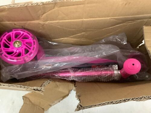 Kids Mini Kick Scooter Toy w/ Colorful Light-Up Wheels, Adjustable T-Bar - Lot 3997