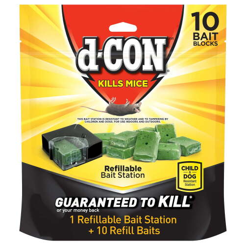 Box of d-CON Refillable Corner Fit Mouse Bait Station, 1 Trap + 10 Baits - Lot 3923