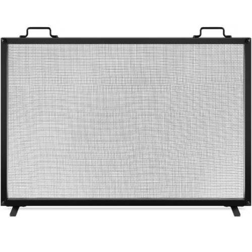Single Panel Handcrafted Steel Mesh Fireplace Screen w/ Handles - 38x27in - Lot 4051