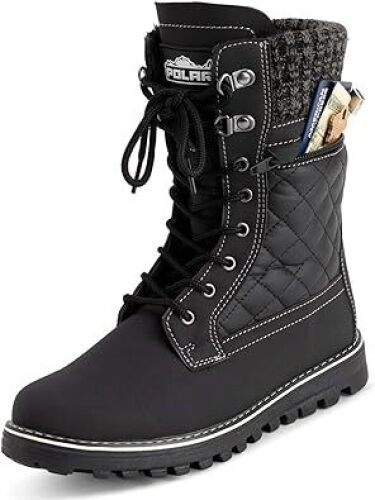 POLAR Womens Memory Foam Outside Pocket Inside Zip Thermal Waterproof Deep Tread Rubber Sole Snow Boots - Lot 4032