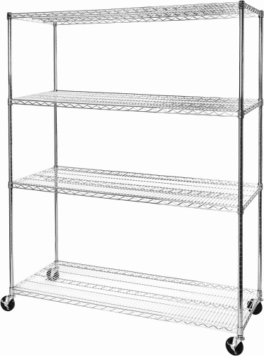 Seville Classics UltraDurable Heavy Duty NSF Solid Steel Wire Rack Storage Unit, Organizer for Garage, Warehouse, Office, Restaurant, Classroom, Kitchen, Steel, 4-Tier Shelving, 60" W x 24" D - Lot 4105
