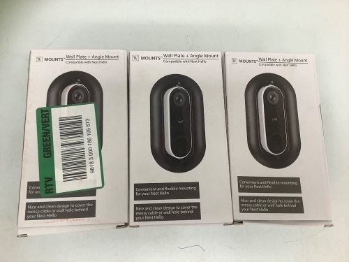 Lot of (3) Wall Plate + Angle Mount for Nest Hello, Appears New, Sold as is - Lot 12