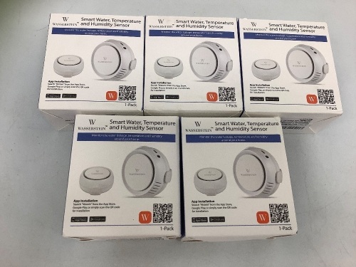 Lot of (5) Smart Water Temperature and Humidity Sensor, Appears New, Sold as is - Lot 58